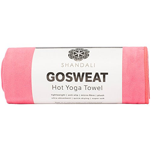 GoSweat Non-Slip Hot Yoga Towel with Super-Absorbent Soft Suede Microfiber in Many Colors, for Bikram Pilates and Yoga Mats. - color: Lemonade Pink, size: 26.50" x 16.00"