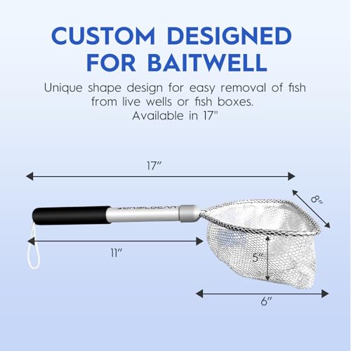Compact Baitwell Net for Live Bait – Soft Nylon Mesh, Aluminum Frame, EVA Non-Slip Grip & Anti-Drop Rope
