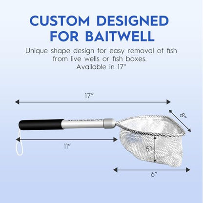 Compact Baitwell Net for Live Bait – Soft Nylon Mesh, Aluminum Frame, EVA Non-Slip Grip & Anti-Drop Rope