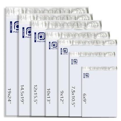 POLYSELLS 2000 pcs 10x13 Inches White x Silver Poly Mailers Shipping Envelopes, Strong Adhesive Sealing, Waterproof, and Tear-resistant Postal Mailing Bags for Clothing, Books, and Accessories - size: 10"x13" 2000 PCS