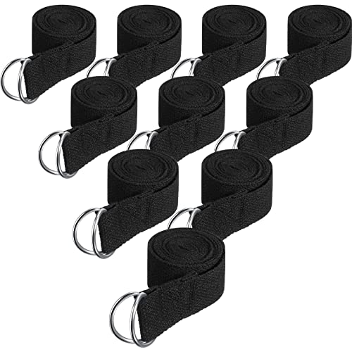 Jerify Yoga Strap for Stretching Bulk 6ft Exercise Stretch Band with Metal D Ring Adjustable Pilates Non Elastic Yoga Belt for Women Men Physical Fitness Gym Workout Dance - color: Black