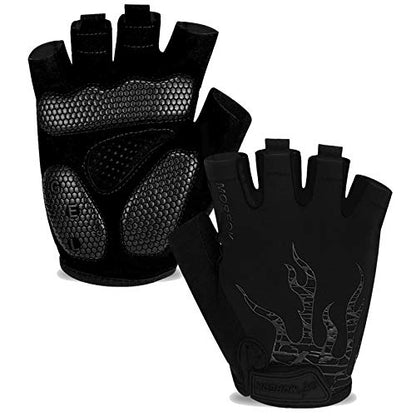 MOREOK Cycling Gloves Bike Bicycle Gloves, Half Finger 5MM Gel Anti-Slip - color: Black, size: X-Large