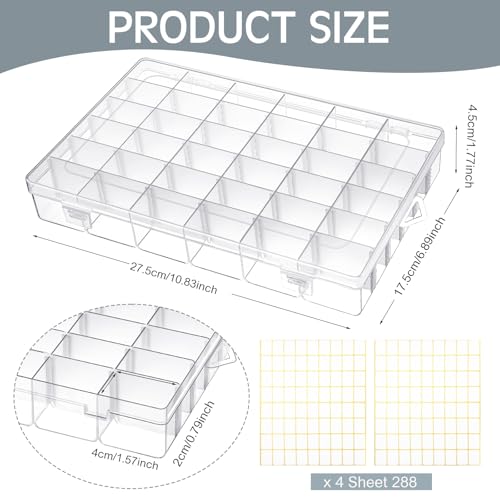 8 Pack 36 Grids Clear Plastic Organizer Storage Box with Adjustable Dividers Small Crafts Organizers Bead Storage Compartment Container for Jewelry Fishing Tackle Nail Parts
