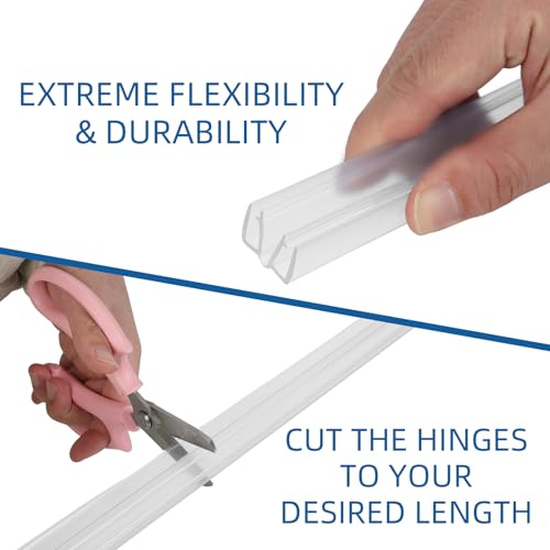 2 Pcs Clear PVC Piano Style Living Hinge, 48 Inch No Screws or Glue for 4-6mm Glass Acrylic, Durable PVC Plastic Hinges for Plexiglass Panels, Golf Cart Windshield Hinge, Acrylic Panels, Glass Hinges - color: Transparent