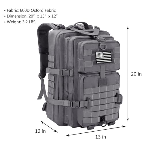 Hannibal Tactical MOLLE Assault Backpack, Tactical Backpack Military Army Camping Rucksack - color: Grey