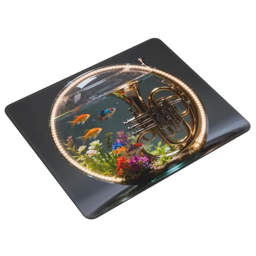 Horn Fish Tank Gaming Mouse Pad Anti-Slip Rubber Base Laptop Mouse Mat for Home Computer Mousepad 10 X 12 Inch