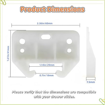 12Pcs Plastic Drawer Guides Center Mount Drawer Rail Brackets White Drawers Track Guides Drawers Replacement Furniture Parts for Dresser Furniture Cabinet Closet Drawer Gytovvvz