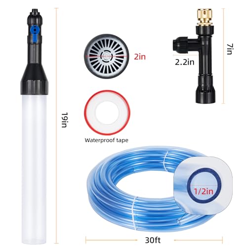 Gravel Vacuum for Aquarium Fish Tank Siphon Aquarium Water Changer with Three Metal Faucet Adapter and Long Hose 30 Feet - size: 30FT