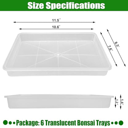 3 Pack Plastic Bonsai Humidity Trays, Rectangle Plant Growing Saucer Water Catcher Drip Tray, Seed Starter Drainage Tray Transparent (11.5x8.3 Inch)