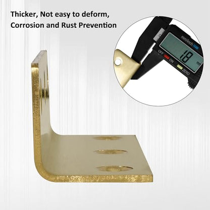 L Bracket, Heavy Duty Corner Brace, 4 Pack 3.2 Inch Stainless Steel Shelf Bracket Angle Bracket for Shelves, Gold Metal Braces for Wood, 80mm Overall Length - size: 3.2 Inch, style: Gold 4 Pack
