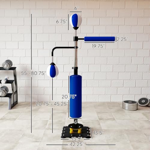 Soozier Boxing Bag Stand with Speed 55.1" to 80.7" - color: Blue