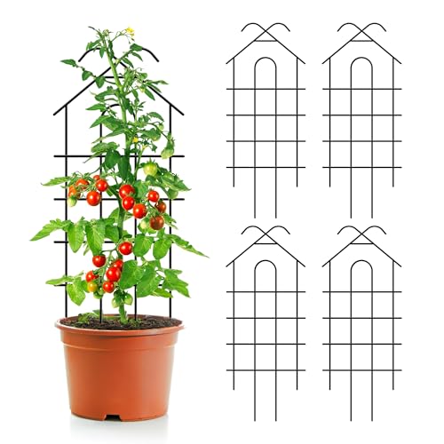 40" Metal Garden Trellis for Climbing Plants, 4 Pack Large Plant Trellis for Potted Plants, Indoor Outdoor Black Garden Trellis for Vines, Cucumbers, Flowers, 16.5" Wide - size: 40 inch