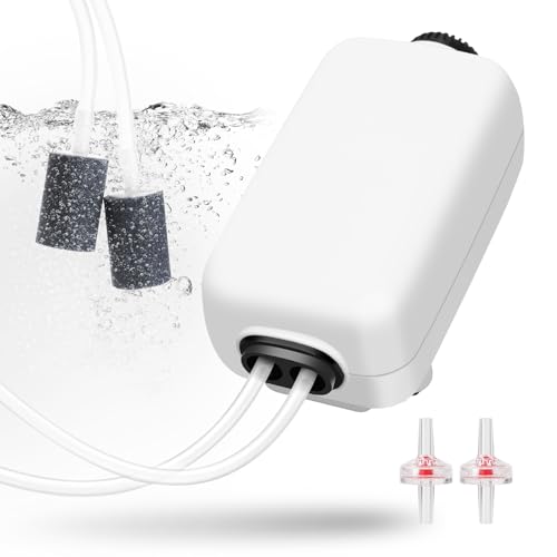 AQUANEAT Aquarium Air Pump for 20-210 Gallon Tank, Fish Air Bubbler, Hydroponic Oxygen Aerator with Stones, Airline Tubing, Check Valves