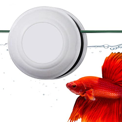 Betta Tank Cleaner Magnet, Nano & Small Fish Tank Stain Scrubber, Magnetic Floating Glass Aquarium Cleaner, Fresh and Marine Water Cleaning Magnet, Aquarium Supplies, 1.5", White Plastic