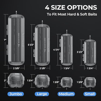 KastKing Bait Kapsule – Lure Cover with Vent Holes, Protects Hooks, Multiple Sizes (S, M, L, Jumbo,Drop Shot) - Multiple Attachments for Freshwater & Saltwater Fishing Gear. Patent Pending.