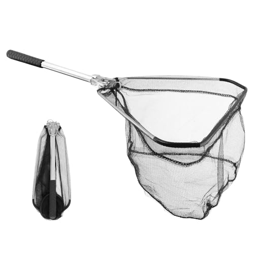 Fishing Net Minnow Nets with Aluminum Collapsible Telescopic Fishing Pole Handle and Nylon Mesh, Small F-ishing Landing Net for Saltwater Freshwater