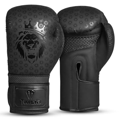 Twisto Boxing Gloves Black Rox - Pro Training & Sparring, Maya Hide Leather, Muay Thai, MMA, Kickboxing, Men, Women, Adults, Heavy Punching Bag, Focus Mitts, Pads,10oz 12oz 14oz 16oz - size: 14 oz