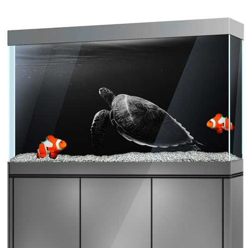 Aquarium Background Stickers - Turtle Water Black Self-Adhesive Fish Tank Reptile Terrarium Decor Poster (60 x 30 cm / (23.6 x 11.8 inches)) - size: 60 x 30 cm / (23.6 x 11.8 inches)