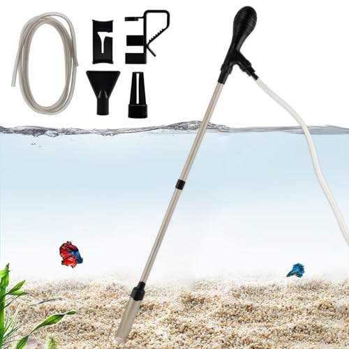 Aquarium Siphon Pump Gravel Cleaner - 80GPH Powerful Fish Tank Vacuum Gravels Cleaning Kit,Manual Water Changer with Air Push Button, for Aquarium Water Changer, Sand Cleaner