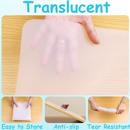 Clear Silicone Crafts Mats: Translucent Non-slip Silicone Jewelry Sheet 11.8×15.75In - Heat Resistant Countertop Liner for Epoxy Resin Glitter Slime DIY Nail Art (4 Pack) - color: Translucent(4pcs), size: 11.8"W x 15.75"L