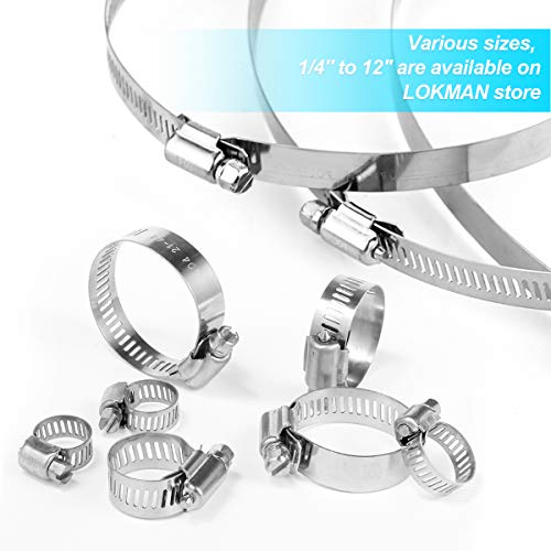 LOKMAN Stainless Steel Hose Clamp Assortment Kit- 60 Pieces, Adjustable 1/4''- 1-1/2'' (6-38mm) Worm Gear Metal Fuel Line Clamp for Plumbing, Automotive And Mechanical Applications - size: Assortment Kit 1
