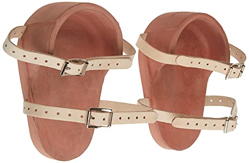 Custom Leathercraft CLC 318 Professional Heavy-Duty Molded Rubber Kneepads,Brown - style: Double Adjustable Leather Straps