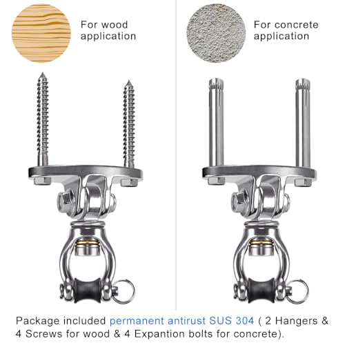 SELEWARE Silent Bearing Swivel Swing Hanger Stainless Steel Swing Hook 2Pcs | 360° Swivel Ceiling Mount Swing Bracket for Aerial Yoga Silks Swing Chair Heavy Bag Swing Set Indoor Outdoor, 1200lb Capacity - color: 360° Bearing Swing Hanger ( 2 Pack )