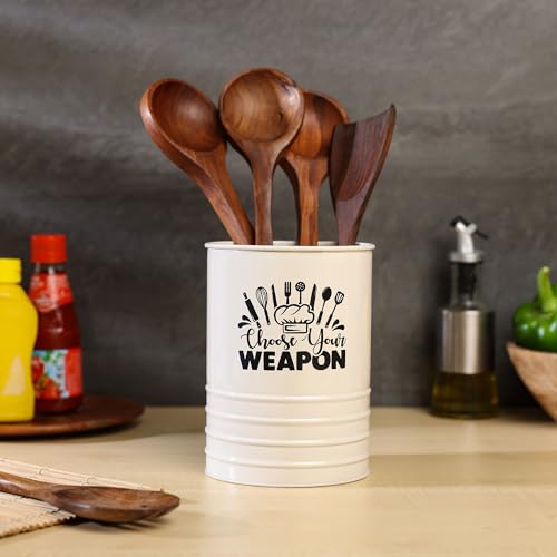 dudki Metal Cutlery Holder & Spoon Stand for Kitchen - Spoon, Knife, Fork, Chopstick, Cutlery Holder Kitchen Organizer Stand Dining Multifunctional Stand Choos Your Weapon (Beige) - color: Beige