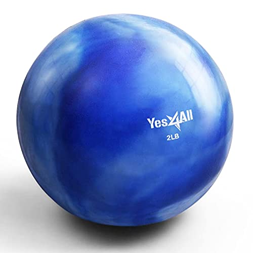 Yes4All Weighted Toning Balls for Exercise, Soft Medicine Balls for Exercise, Pilates, Yoga, Balance, Flexibility, 2-10lbs - color: F. 2lb - Blue, style: C. Marble