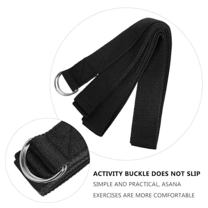 Black Polyester Cotton Xmas Yoga Stretching Strap 3.2m for Yoga Workout