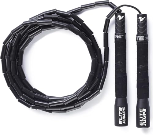 Elite Jumps 1" Beaded Rope, 10ft, Adjustable, 5" Handles - color: Black