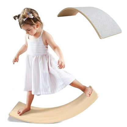 Gentle Monster Wobble Balance Board, Wooden Montessori Toy Rocker Board Natural Wood Kids Toddler Open Ended Learning Toy Yoga Curvy Board for Adult Office Classroom Christmas Gifts - color: Astronaut Blue