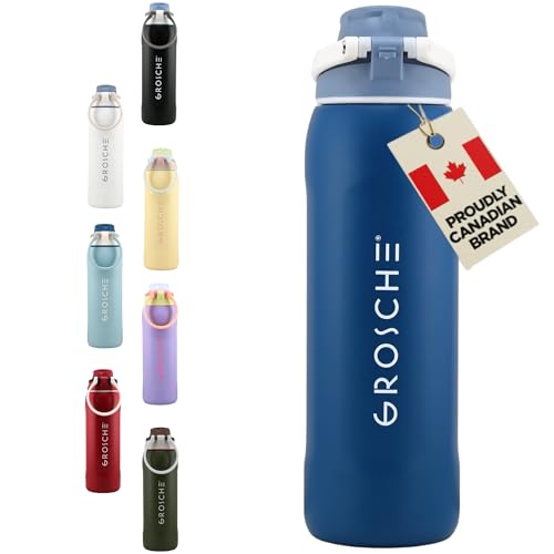 GROSCHE Kamloops Triple-Wall Bottle with Chug Lid, Stormy Haze, 24 oz - color: Stormy Haze