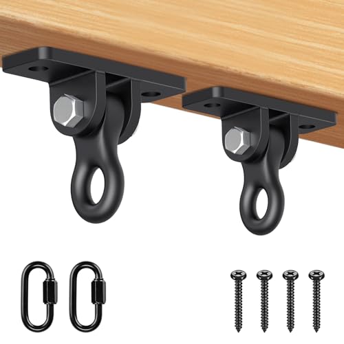 SELEWARE 2000LB Capacity Heavy Duty Swing Hangers, 2 Pack Black Cast Iron Porch Swing Hangers Kit with Screws for Wooden Sets Porch Patio Playground Yoga Hammock Chair Heavy Bag Indoor & Outdoor Use - color: B: Black Swing Hangers (2 Pack)