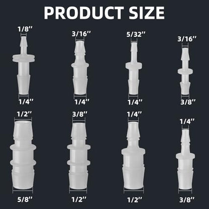 40pcs Hose Barb Fitting, Plastic Hose Barb Reducing Fittings Assortment,Barbed Reducer For Air Gas Water Liquid Line Catheter Tube Pump Adapters