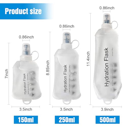 AXEN Soft Flask TPU Foldable Running Hydration Flask, Soft Collapsible Water Bottle for Hydration Pack Cycling Marathon Running Hiking - color: Clear-500ml