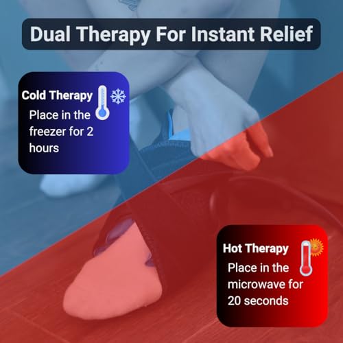 Ankle Hot/Cold Wrap - Gel Ice Pack for Pain Relief, Achilles Tendonitis, Top of Foot and Heel, Sprained Ankle