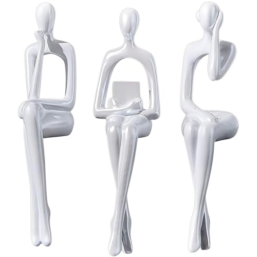 XINXUAN White Statue Home Decor - Modern Bookshelf & Desk Decor - 3 Piece Set