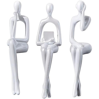 XINXUAN White Statue Home Decor - Modern Bookshelf & Desk Decor - 3 Piece Set
