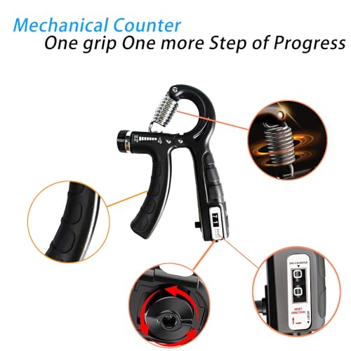Strengthener Hand Grip Trainer Number Counter Forearm Finger Wrist Gripper Exerciser 5-60kg Adjustable Stretcher Squeezer Workout - color: 2 Black Grip