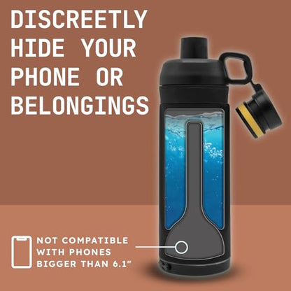 Diversion Water Bottle 13.5oz - Biggest Hidden Wallet Compartment - Best For Travel Or Hidden Safe For The Home - BPA Free Black Diversion Safe Storage