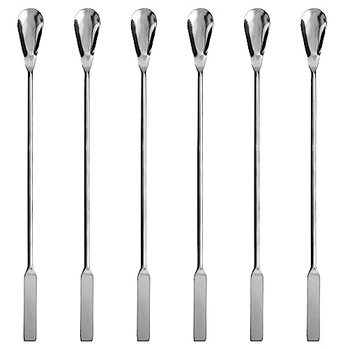 EISCO 6PK Lab Spatula Spoon, 9" - Stainless Steel, Polished - One 0.35" Flat End, One 0.75" Scoop End - Scoopula