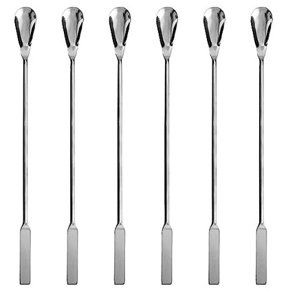 EISCO 6PK Lab Spatula Spoon, 9" - Stainless Steel, Polished - One 0.35" Flat End, One 0.75" Scoop End - Scoopula
