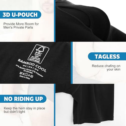 BAMBOO COOL Ultra Soft Mens Underwear Boxer Briefs Multi-pack - color: 6black（6 Pack）, size: Medium