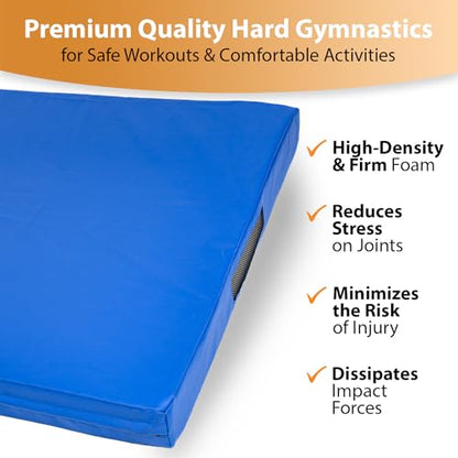 Foamma Gymnastics Mat, 4" x 3 ft x 8 ft, Blue, High-Density Landing Mat with Waterproof Cover, Ideal for Wrestling, Tumbling, Kids & Adults – Gymnastics Equipment for Indoor & Outdoor Use - size: 3ft x 8ft, style: 4" Thickness