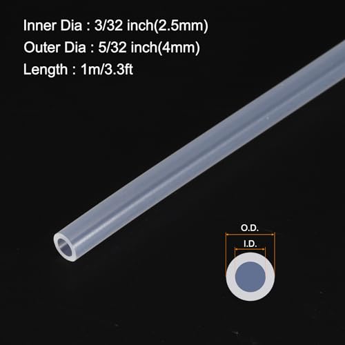 3.3ft 3/32" ID x 5/32" OD Silicone Tubing Clear 2.5mm x 4mm Industrial Plastic Tubing Pure Silicone Hoses for Pump Siphoning Draining Irrigation Brewing - color: Clear, size: 3/32" x 5/32"