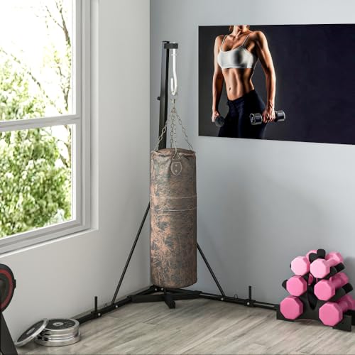 Heavy Duty Steel Punching Bag Stand with Adjustable Height and Foldable Design for Home Gym Use