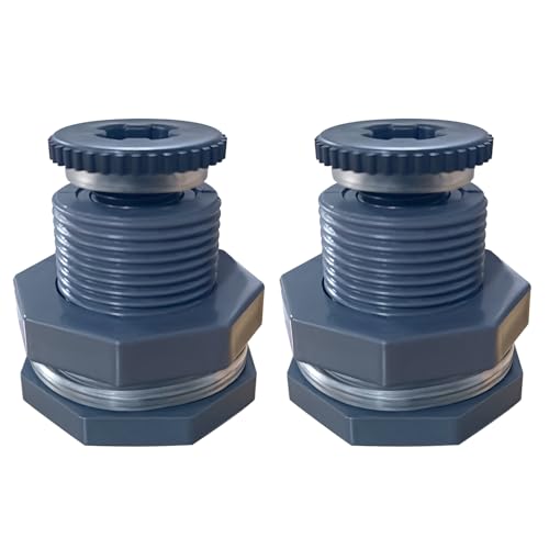 NPT 1 PVC Bulkhead Fitting, Heavy-Duty Female Plastic Water Tank Connector Adapter Fitting with Plugs for Rain Barrel,Spigot,Water Tank,Drain Bucket (Set of 2-Thickened Type)