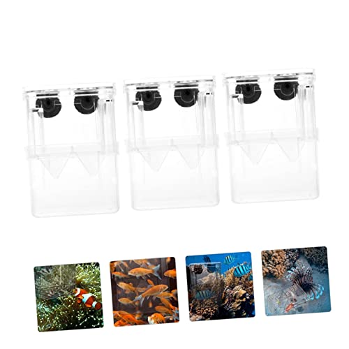 POPETPOP 3pcs Fish Breeding Box Double Isolation Aquarium Box for Small Fish Fry Shrimp Suction Cup Design for Easy Installation Safe Separation