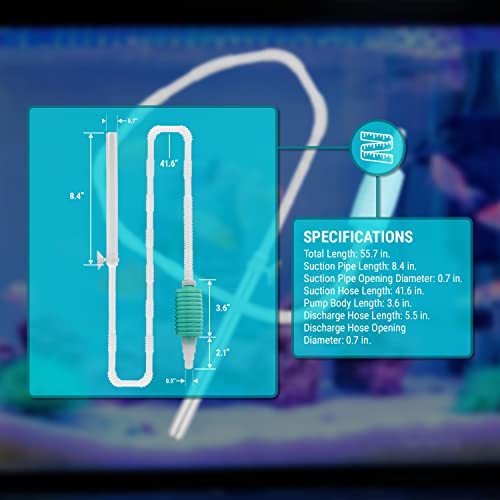 TERA PUMP 2 Pack Nano Fish Tank Gravel Cleaner Siphon - Manual Water Pump for Aquariums Under 10 Gallons - BPA-Free Water Change Siphon Hose - size: Small